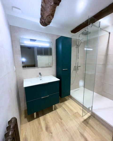 meubles salle de bain, paroi de douche, bac à douche